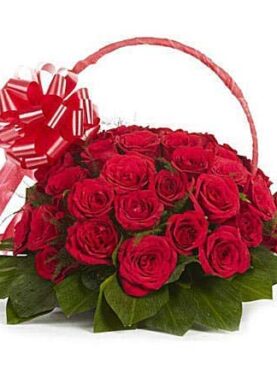 Basket Of 25 Red Roses