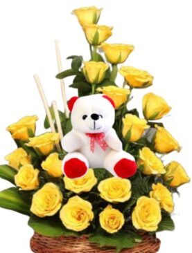 Yellow Roses and Teddy Bear